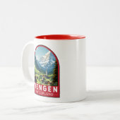 Wengen Schweiz Reisen Vintag Zweifarbige Tasse (Vorderseite Links)