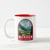 Wengen Schweiz Reisen Vintag Zweifarbige Tasse (Links)
