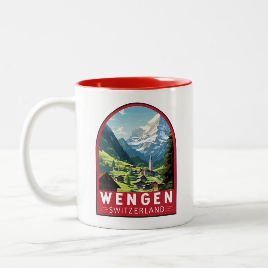 Wengen Schweiz Reisen Vintag Zweifarbige Tasse (Links)