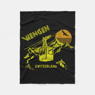 Wengen Schweiz Retro-Ski-T-Shirt Fleecedecke