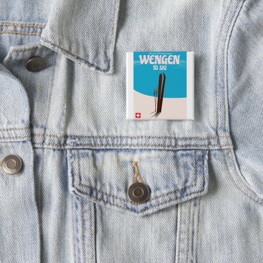 Wengen, Schweiz, Skiplakat Button (Beispiel)