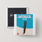 Wengen, Schweiz, Skiplakat Button (Vorne & Hinten)
