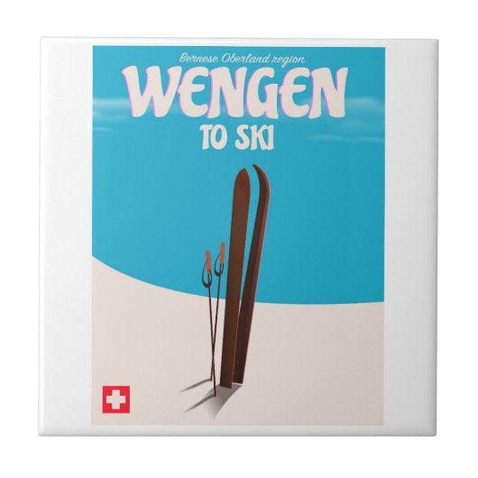 Wengen, Schweiz, Skiplakat Fliese (Vorderseite)