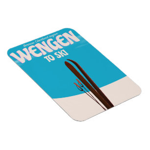 Wengen, Schweiz, Skiplakat Magnet