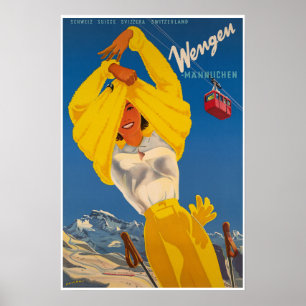 Wengen, Schweiz, Skiplakat Poster