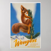 Wengen, Schweiz, Skiplakat Poster (Vorne)