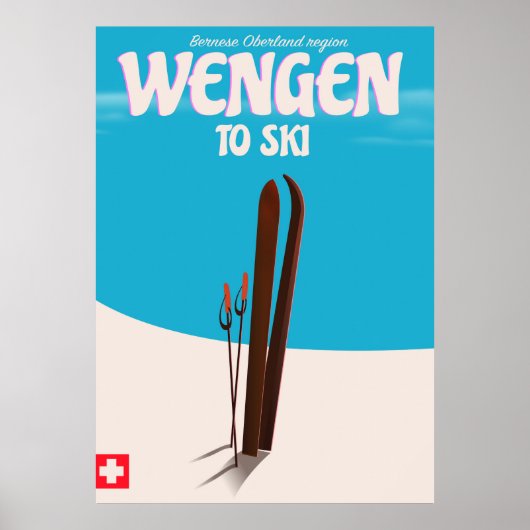 Wengen, Schweiz, Skiplakat Poster (Vorne)