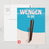 Wengen, Schweiz, Skiplakat Postkarte (Vorne/Hinten)