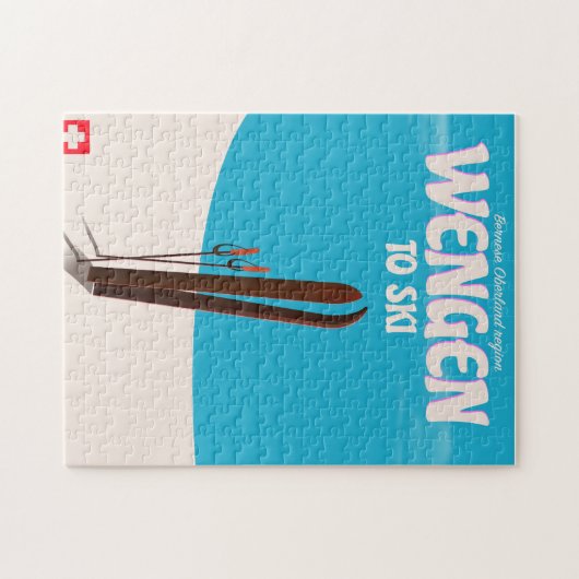 Wengen, Schweiz, Skiplakat Puzzle (Horizontal)