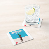 Wengen, Schweiz, Skiplakat Rechteckiger Pappuntersetzer (Vor Ort)