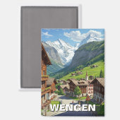 Wengen Schweiz Travel Magnet (Vorderseite/Rückseite)