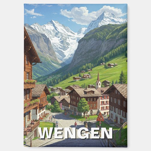 Wengen Schweiz Travel Magnet (Vorderseite)