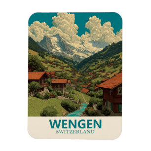 Wengen Schweiz Vintage Reise Magnet