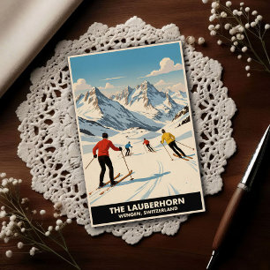 Wengen, Schweiz: Vintage Reiseplakate 1960er Jahre Postkarte