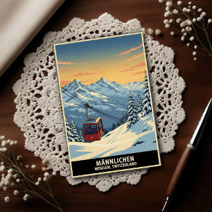 Wengen, Schweiz: Vintage Reisepostkarten aus den 1 Postkarte