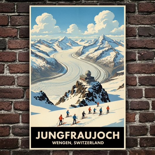 Wengen, Schweiz: Vintage Travel Poster der 60er Ja