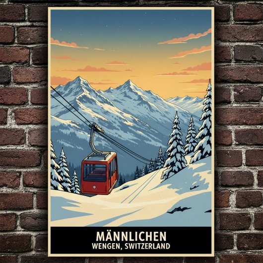 Wengen, Schweiz: Vintage Travel Poster der 60er Ja