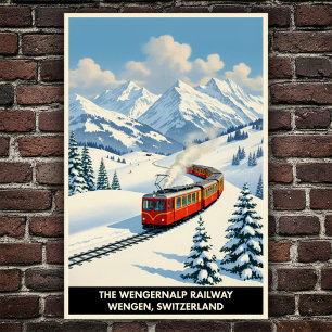 Wengen, Schweiz: Vintage Travel Poster der 60er Ja