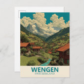 Wengen Schweiz Vintage Travel Postkarte (Vorne/Hinten)