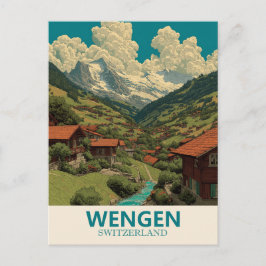 Wengen Schweiz Vintage Travel Postkarte