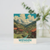 Wengen Schweiz Vintage Travel Postkarte (Stehend Vorderseite)