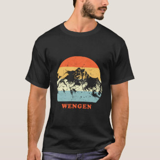 Wengen Swiss Vintag Mountain Lovers Rückweg Gif T-Shirt