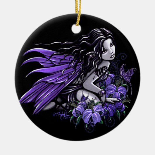 "Wenig blaue" violette Keramik Ornament (Vorne)