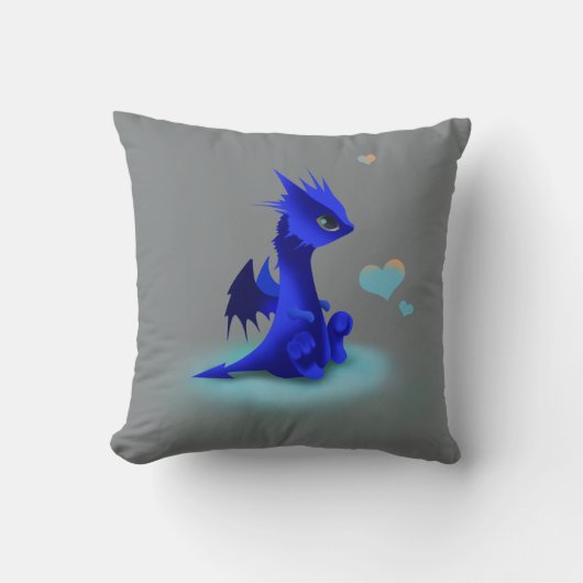Wenig blauer Drache der Liebe Kissen (Vorderseite)