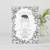 Wenig CUB schwärzen + Weiße Laub-Babyparty Einladung (Stehend Vorderseite)