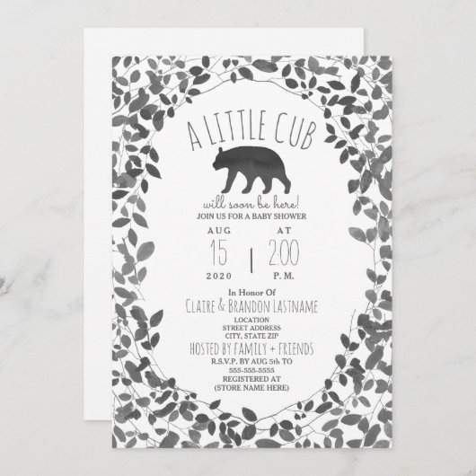 Wenig CUB schwärzen + Weiße Laub-Babyparty Einladung (Vorne/Hinten)