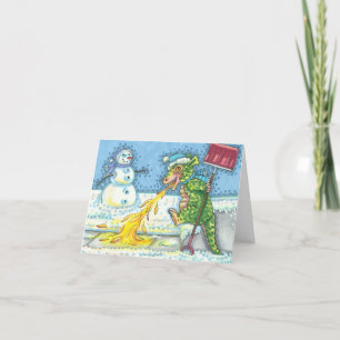 WENIG DRAGON MELTING & SHOVELING SNOW Funny Blank Feiertagskarte