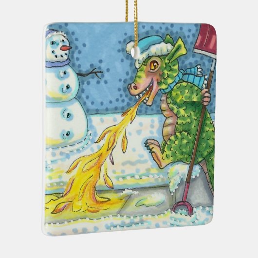 WENIG DRAGON MELTING & SHOVELING SNOW, NIEDLICH. KERAMIKORNAMENT (Rechts)