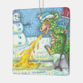 WENIG DRAGON MELTING & SHOVELING SNOW, NIEDLICH. KERAMIKORNAMENT (Links)
