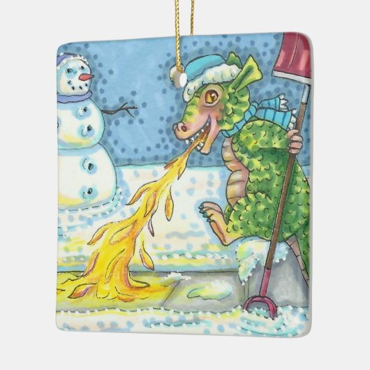 WENIG DRAGON MELTING & SHOVELING SNOW, NIEDLICH. KERAMIKORNAMENT (Links)