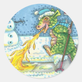 WENIG DRAGON MELTING & SHOVELING SNOW, NIEDLICH. RUNDER AUFKLEBER