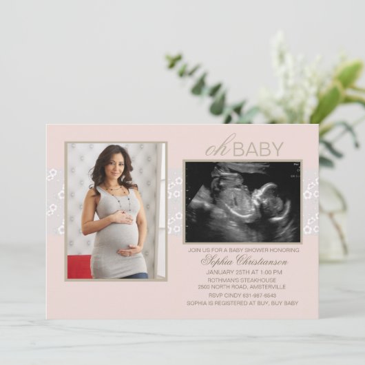 Wenig Flüstern-Rosa Einladung (Stehend Vorderseite)