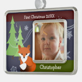 Wenig Fox-Andenken-Weihnachtsverzierung Rahmen-Ornament Silber (Links)