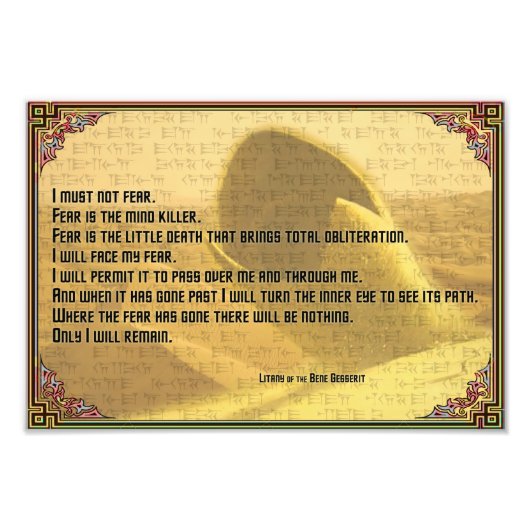 Wenig gegen Angst Shai Hulud und Fremen Text Fotodruck (Vorne)