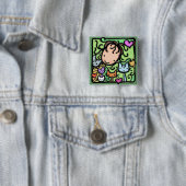 Wenig Girlie und ihr Kätzchen Button (Beispiel)