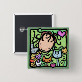 Wenig Girlie und ihr Kätzchen Button (Vorne & Hinten)