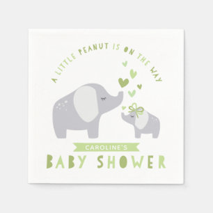 Wenig Grün des Erdnuss-Elefant-  der Babyparty-  Serviette
