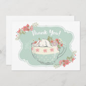 Wenig Häschen in einem Teacup danken Ihnen zu Dankeskarte (Vorne/Hinten)