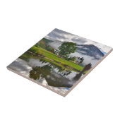 Wenig Haus im Nebel auf See Fliese (Seite)