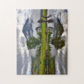 Wenig Haus im Nebel auf See Puzzle (Vertikal)