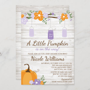 Wenig Kürbis-Weckglas-Lavendel-Mädchen-Babyparty Einladung