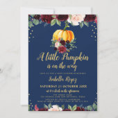 wenig KürbismarineblumenBabypartyeinladung Einladung (Vorderseite)