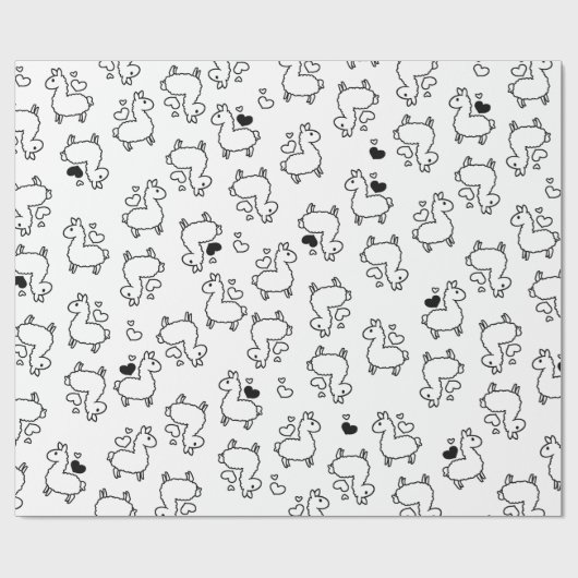 Wenig Lama-Silhouette-Verrücktheit Geschenkpapier (Flach)