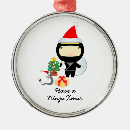 Wenig Ninja Weihnachtsverzierung Ornament Aus Metall (Vorne)