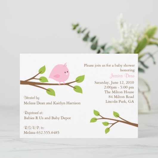 Wenig Piepmatz-Baby-Duschen-Einladung Einladung (Stehend Vorderseite)