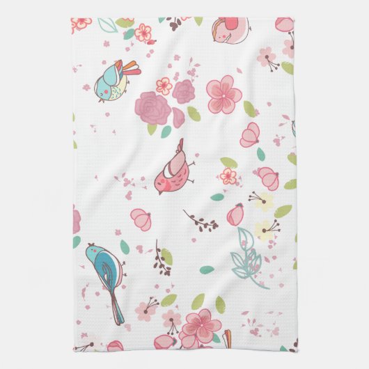 Wenig Piepmatz-Rosa und blaues wunderliches Girly Küchentuch (Vertikal)